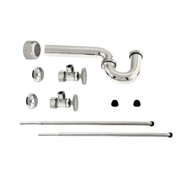 Standard Pedestal Lavatory Kit - Round Handles in Polished Nickel, Westbrass, Mfr#: D1538L-05